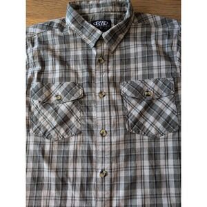 Wrangler Rugged Wear Men's XL Plaid Shirt Short Sleeve Green‎ Stretch Reg. Fit